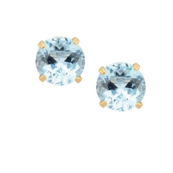 14K YELLOW GOLD aquamarine studs and pendant set REAL GOLD 🩵 vintage - Picture 13 of 15